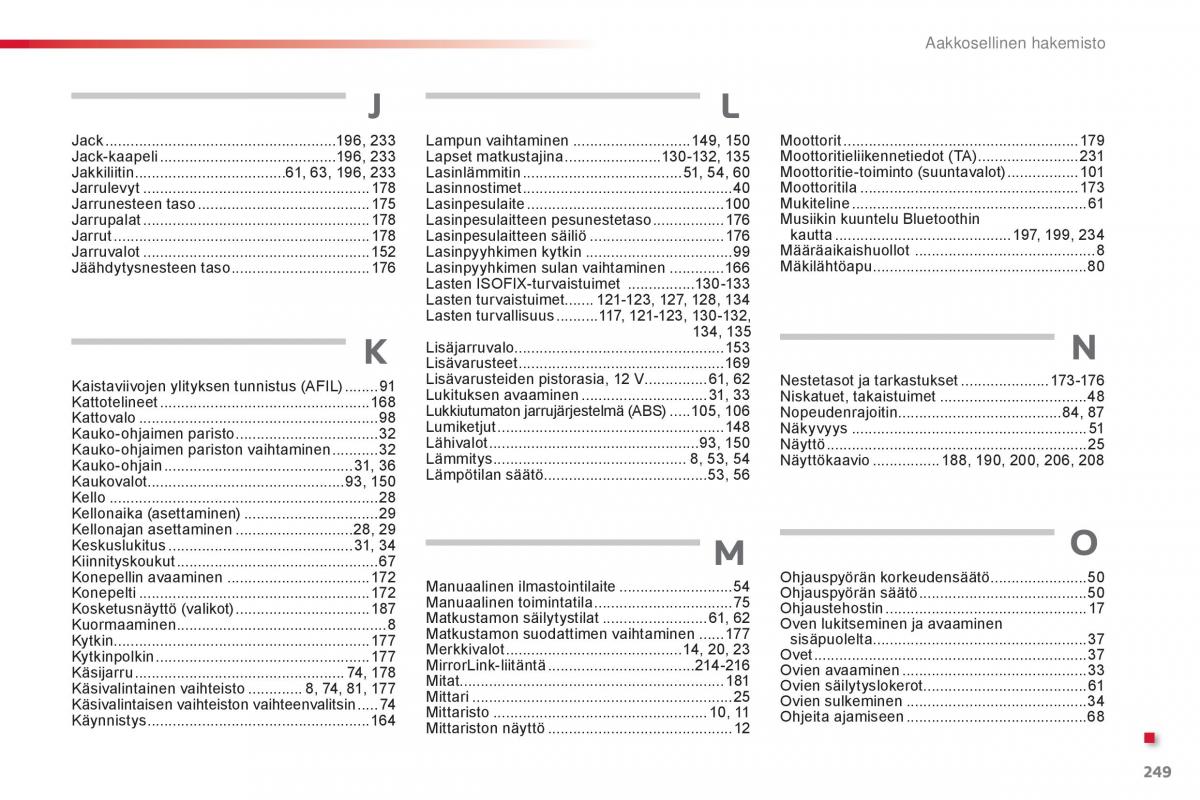 Citroen C1 II 2 omistajan kasikirja / page 251