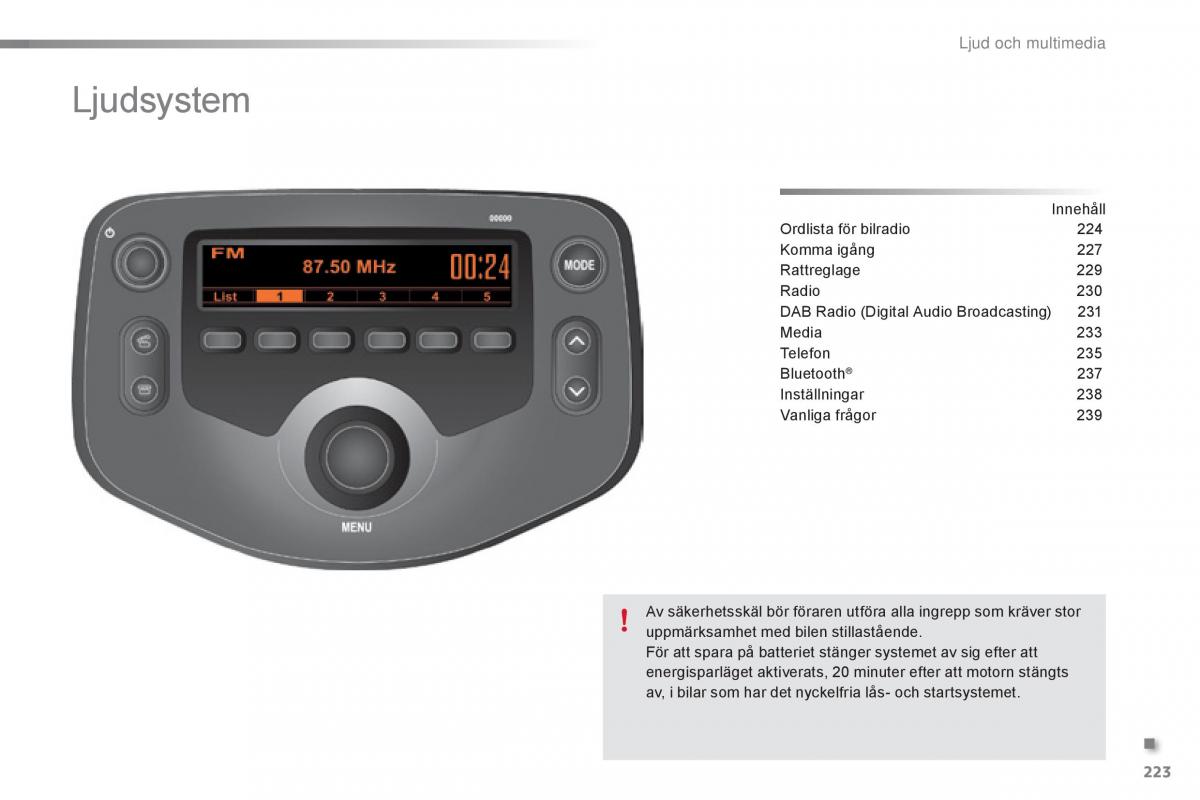 Citroen C1 II 2 instruktionsbok / page 225