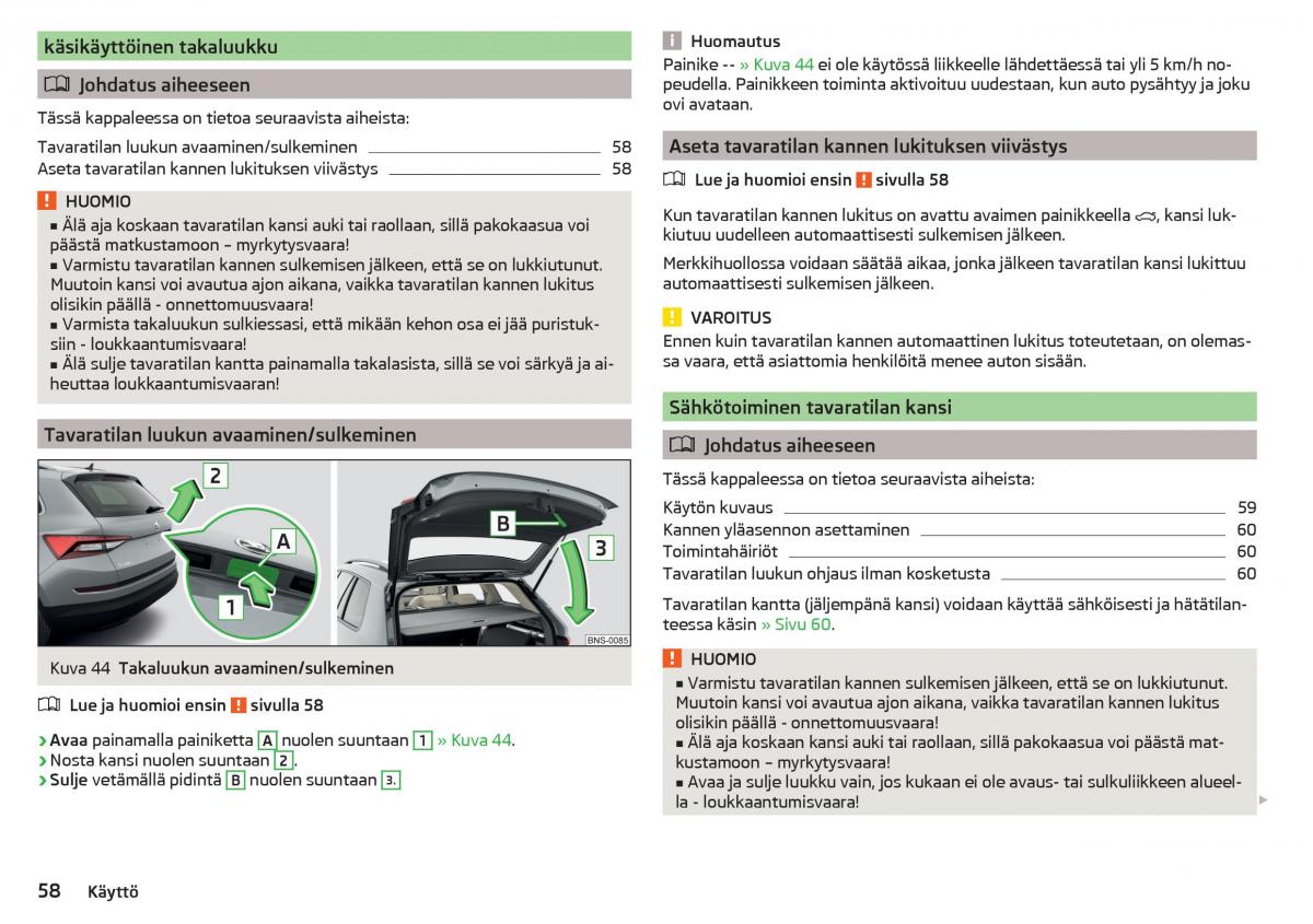 Skoda Kodiaq omistajan kasikirja / page 60