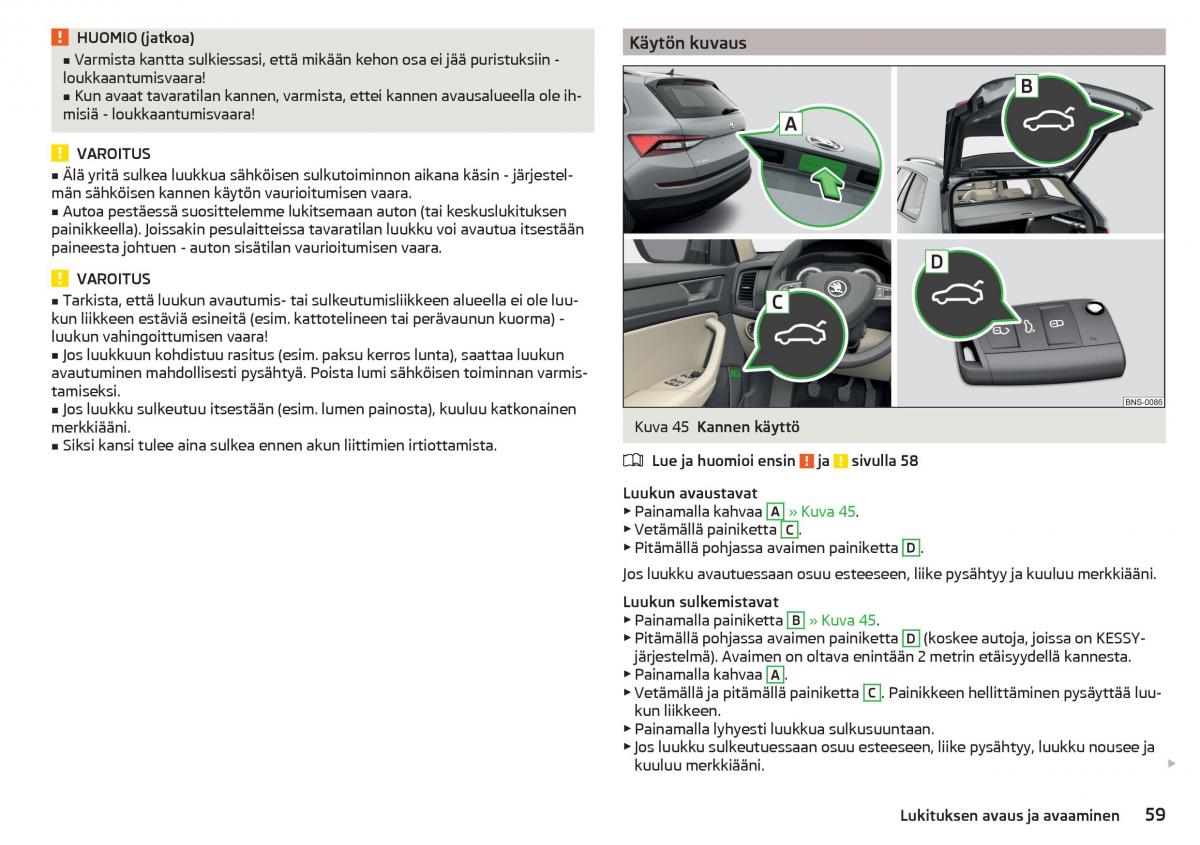 Skoda Kodiaq omistajan kasikirja / page 61