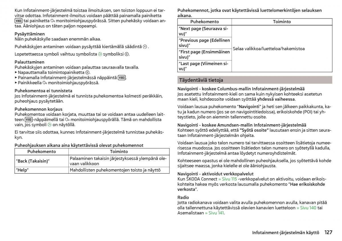 Skoda Kodiaq omistajan kasikirja / page 129