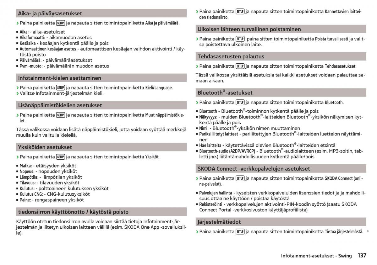 Skoda Kodiaq omistajan kasikirja / page 139