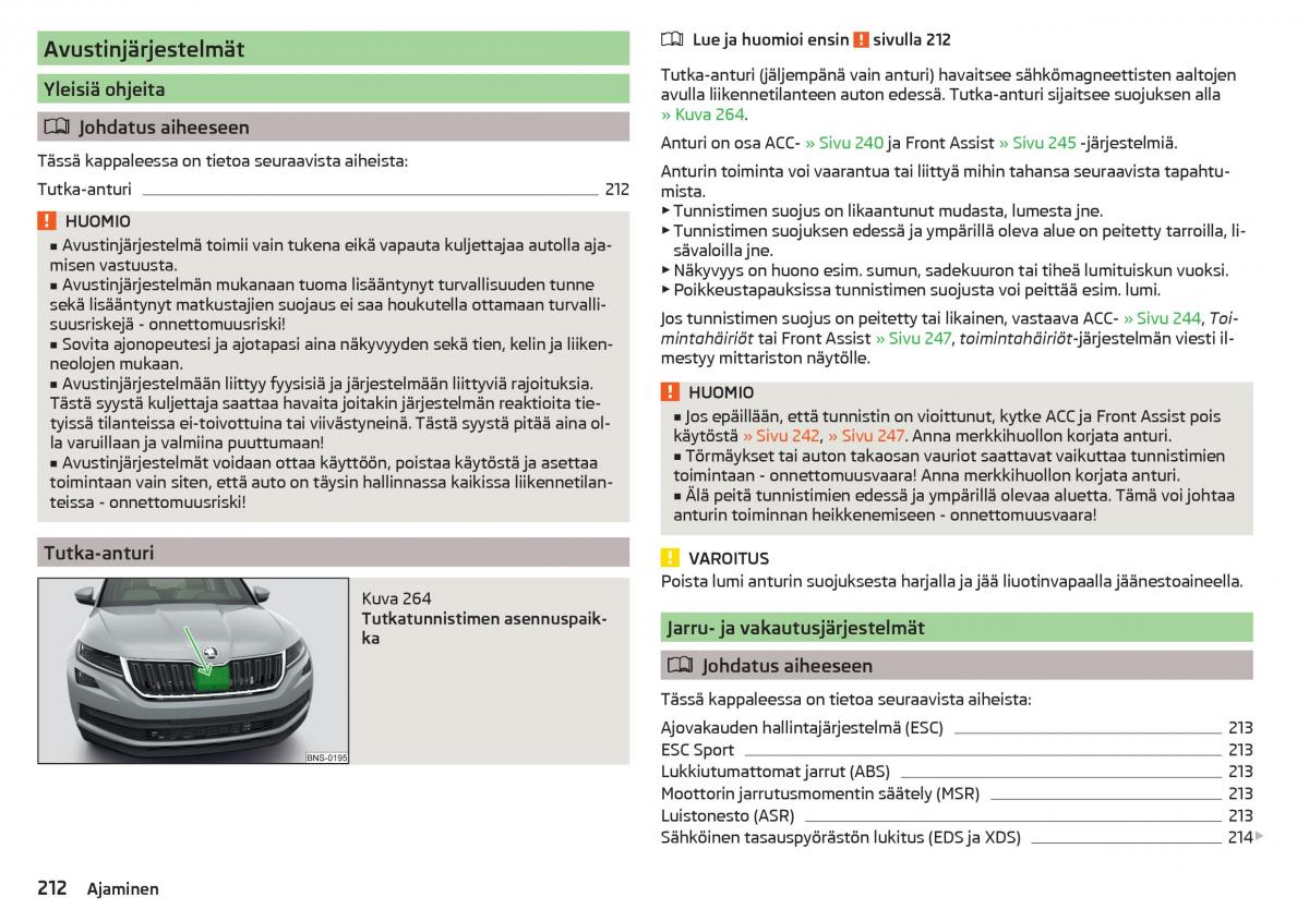 Skoda Kodiaq omistajan kasikirja / page 214