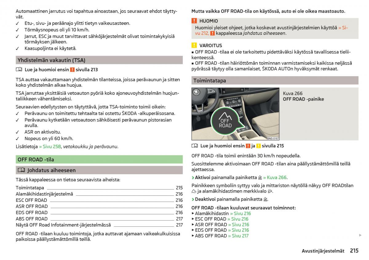 Skoda Kodiaq omistajan kasikirja / page 217