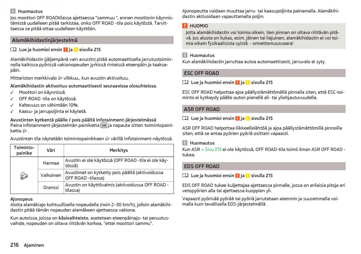 Skoda Kodiaq omistajan kasikirja / page 218