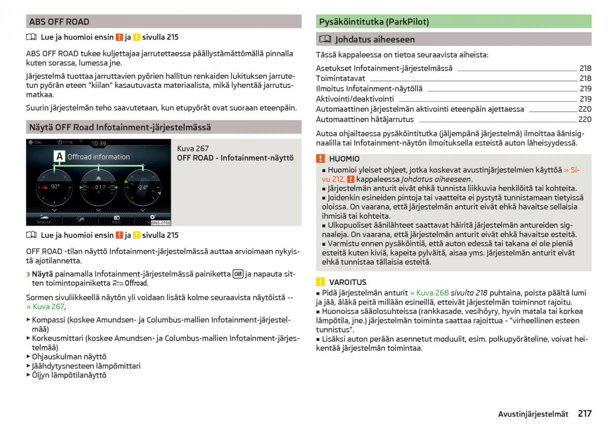 Skoda Kodiaq omistajan kasikirja / page 219