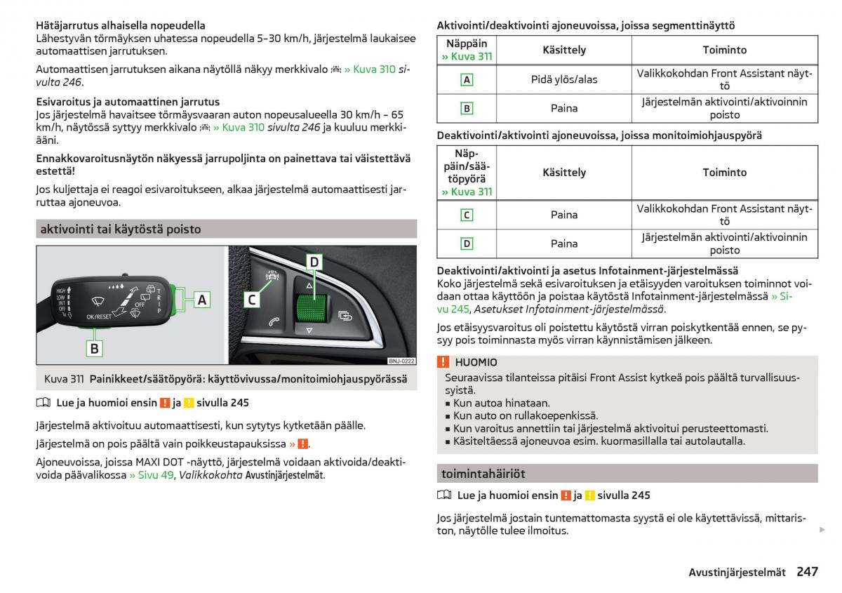 Skoda Kodiaq omistajan kasikirja / page 249