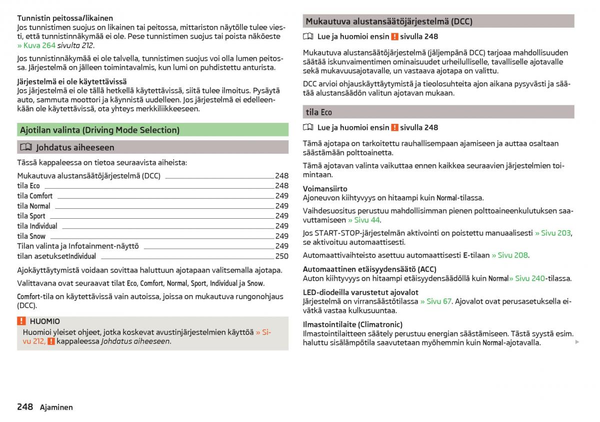 Skoda Kodiaq omistajan kasikirja / page 250