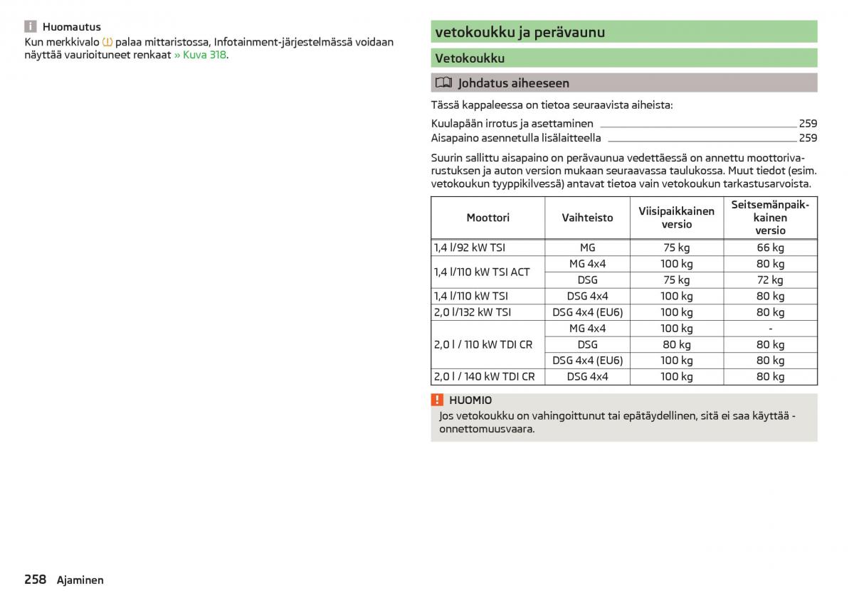 Skoda Kodiaq omistajan kasikirja / page 260