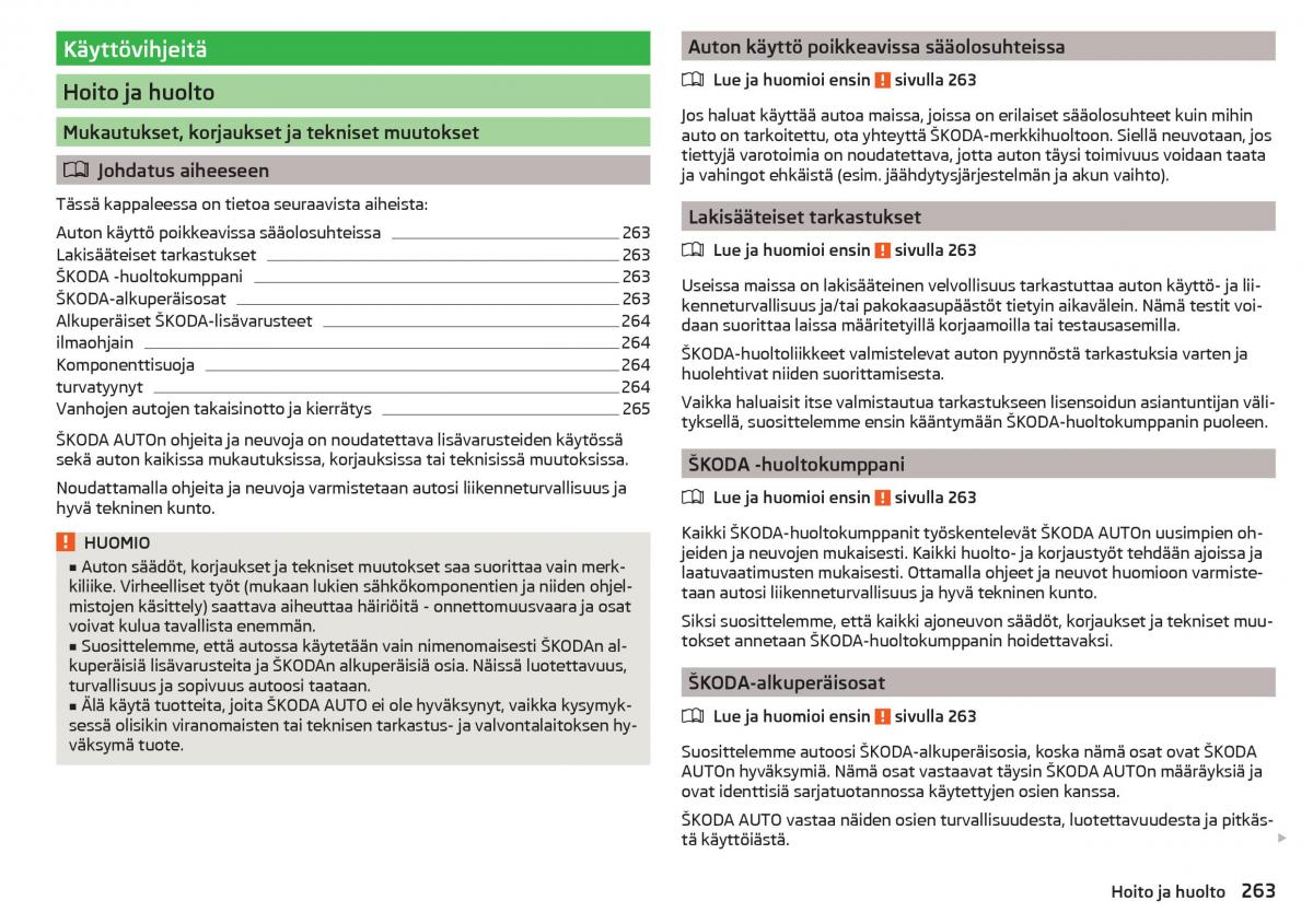 Skoda Kodiaq omistajan kasikirja / page 265