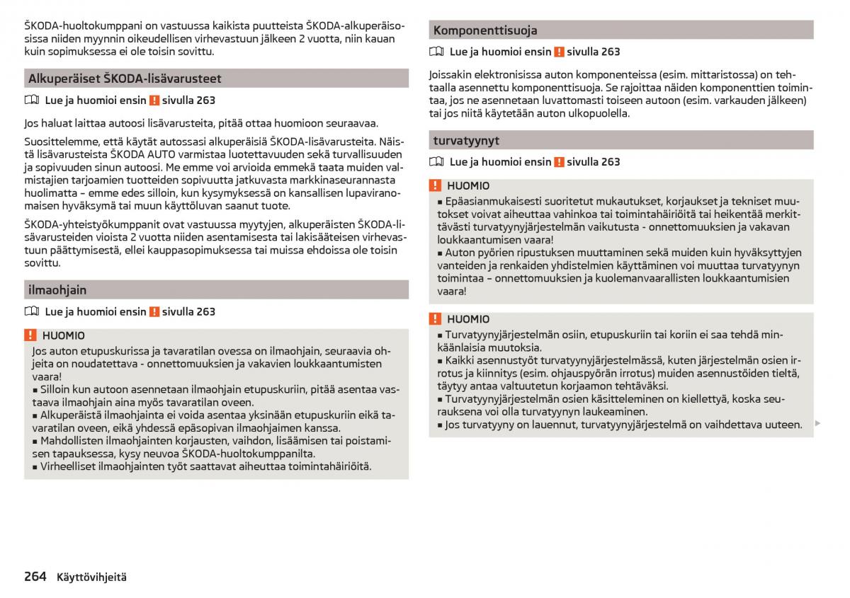 Skoda Kodiaq omistajan kasikirja / page 266