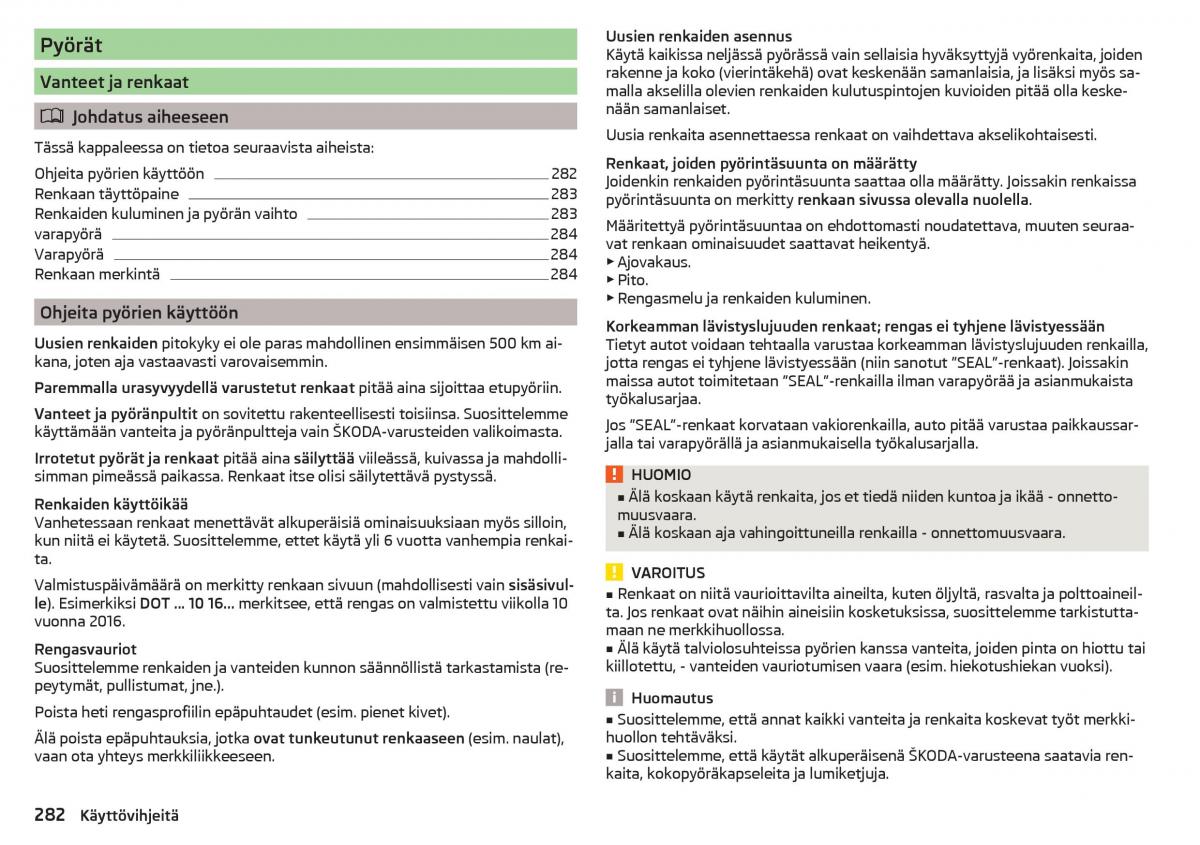 Skoda Kodiaq omistajan kasikirja / page 284