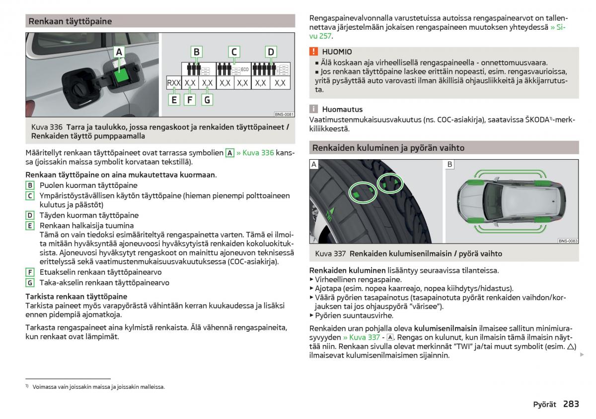 Skoda Kodiaq omistajan kasikirja / page 285