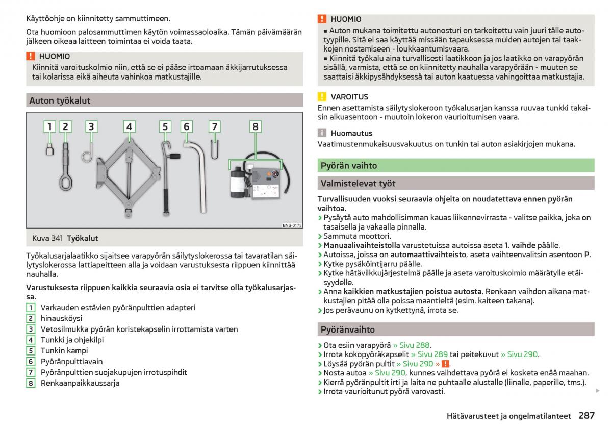 Skoda Kodiaq omistajan kasikirja / page 289