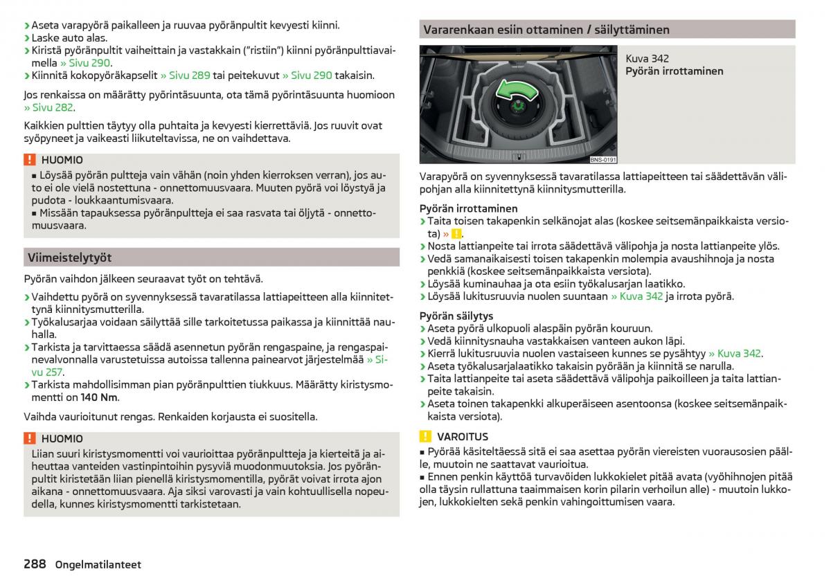 Skoda Kodiaq omistajan kasikirja / page 290