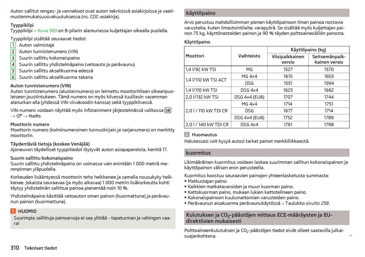 Skoda Kodiaq omistajan kasikirja / page 312