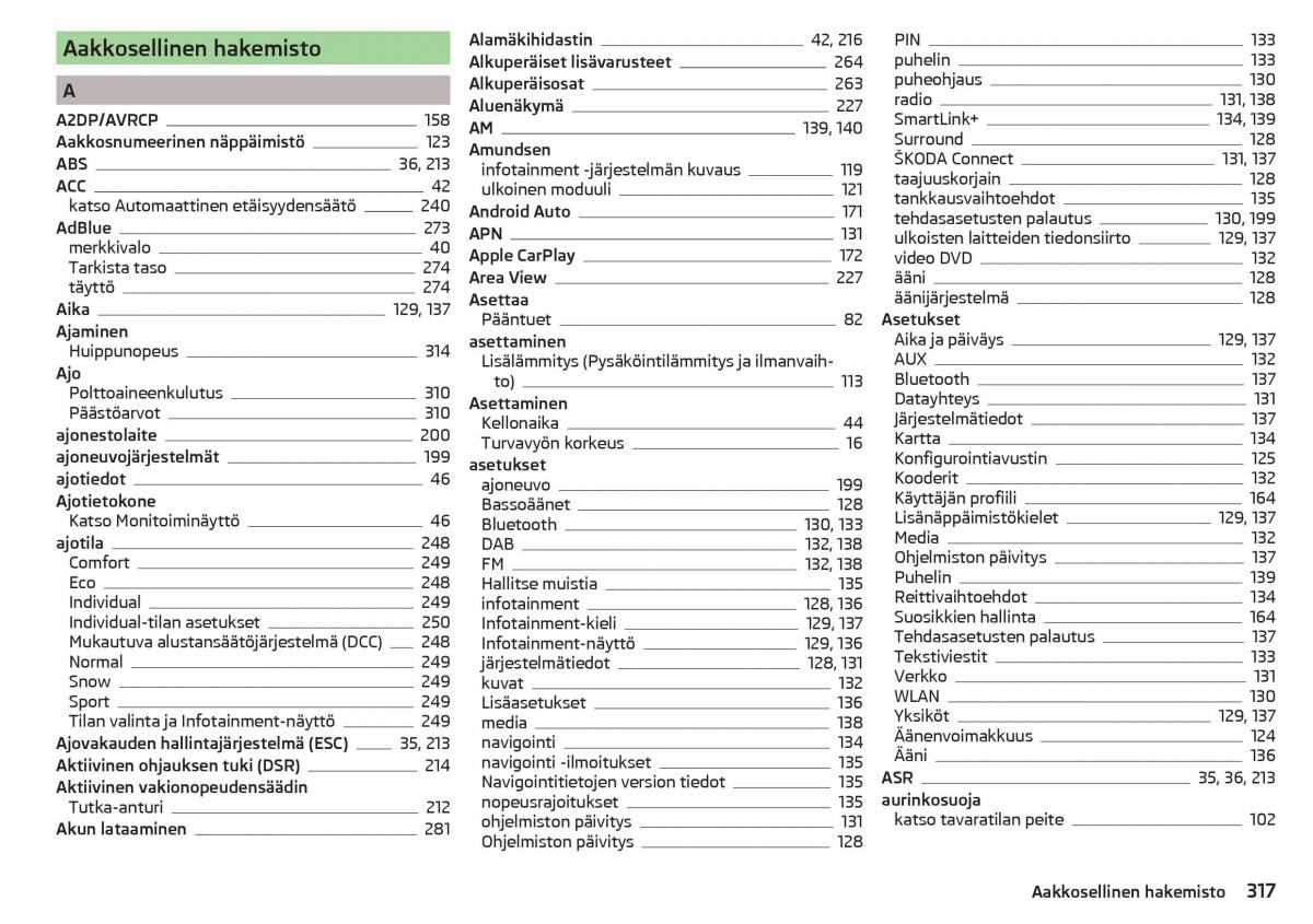 Skoda Kodiaq omistajan kasikirja / page 319