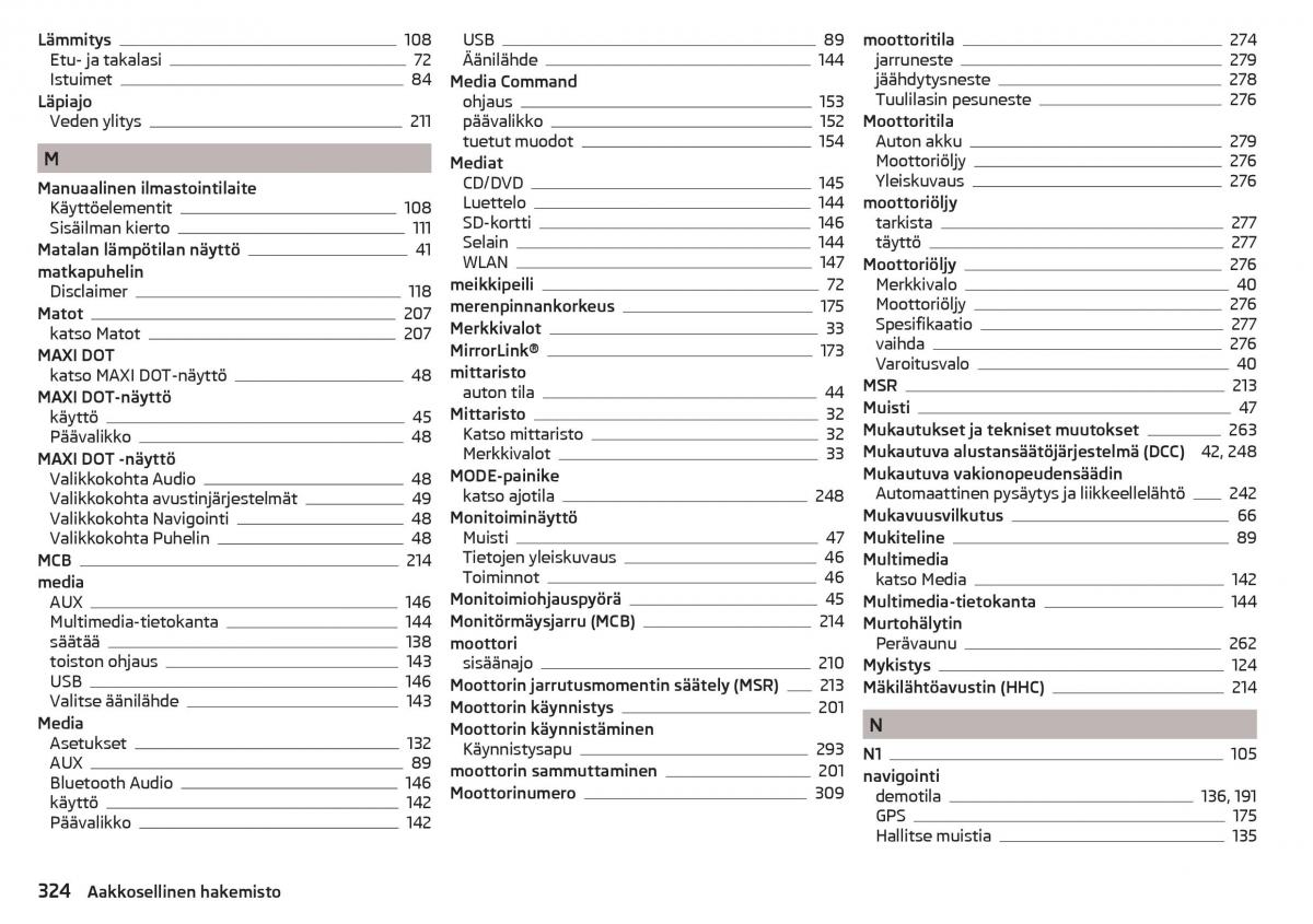 Skoda Kodiaq omistajan kasikirja / page 326