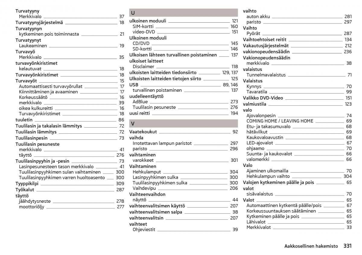 Skoda Kodiaq omistajan kasikirja / page 333