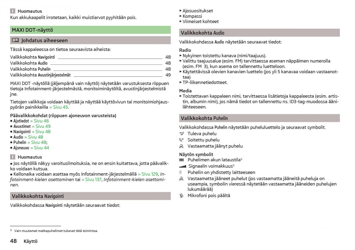 Skoda Kodiaq omistajan kasikirja / page 50