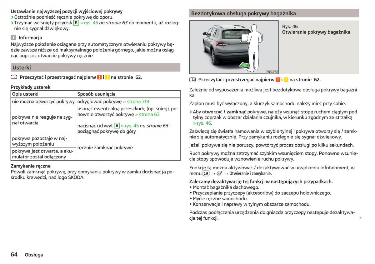 Skoda Kodiaq instrukcja obslugi / page 66