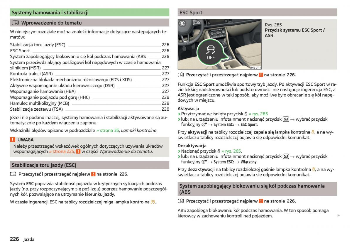 Skoda Kodiaq instrukcja obslugi / page 228