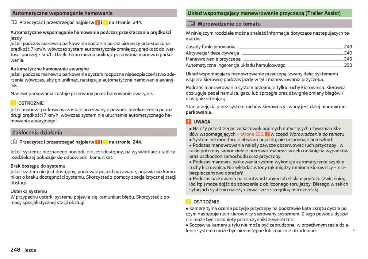 Skoda Kodiaq instrukcja obslugi / page 250