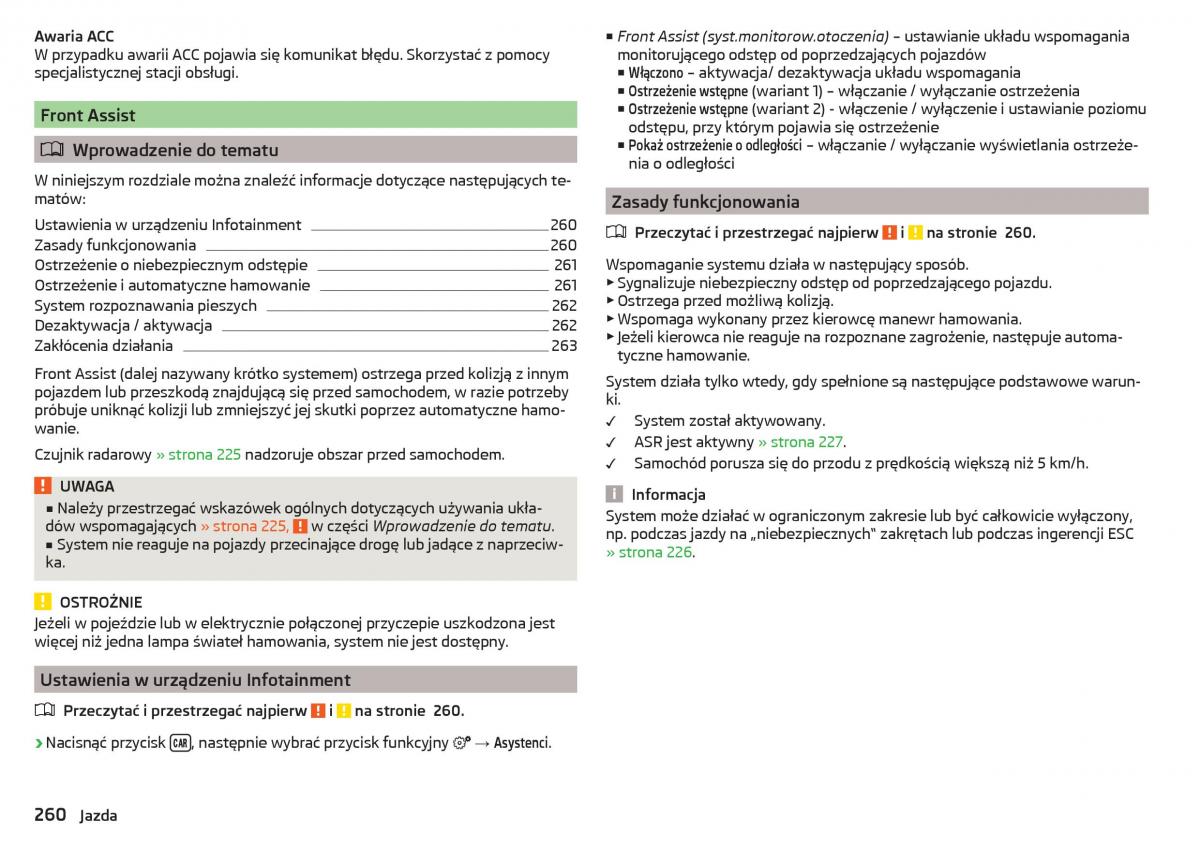 Skoda Kodiaq instrukcja obslugi / page 262