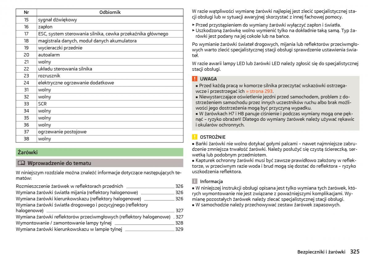 Skoda Kodiaq instrukcja obslugi / page 327