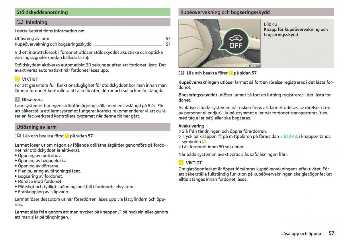 Skoda Kodiaq instruktionsbok / page 59