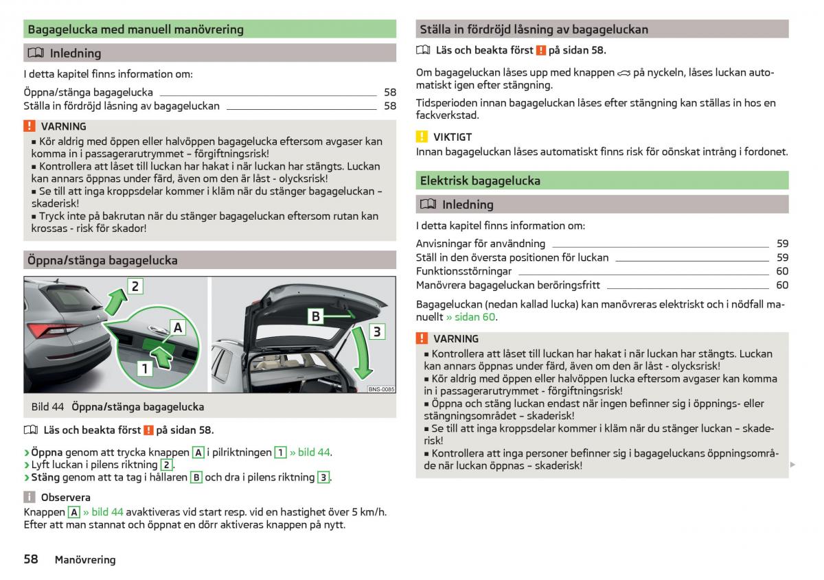 Skoda Kodiaq instruktionsbok / page 60