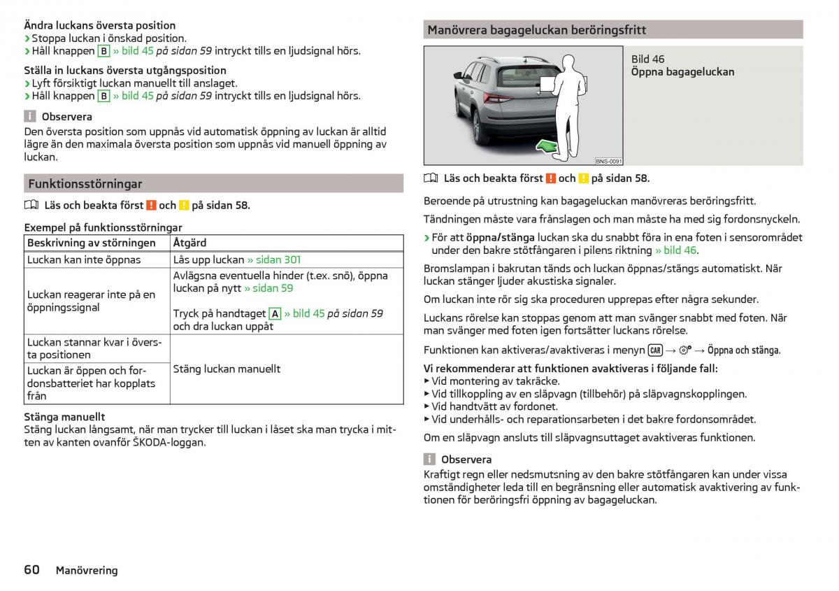 Skoda Kodiaq instruktionsbok / page 62