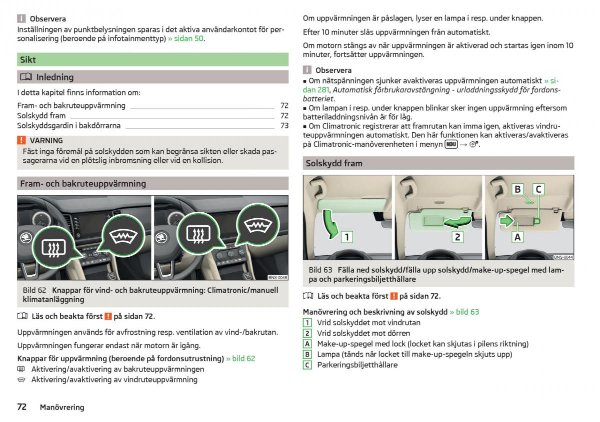 Skoda Kodiaq instruktionsbok / page 74