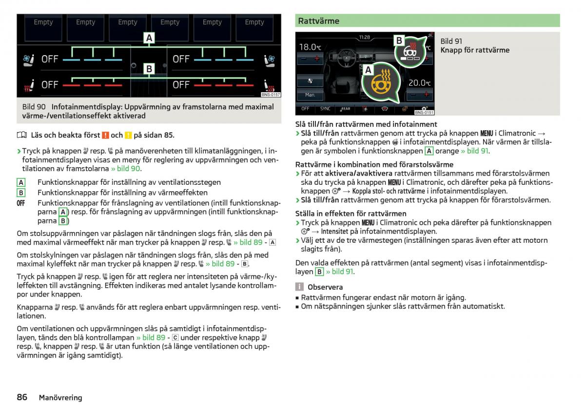 Skoda Kodiaq instruktionsbok / page 88