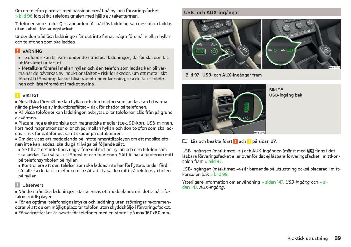 Skoda Kodiaq instruktionsbok / page 91