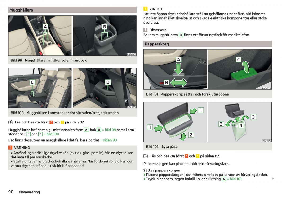 Skoda Kodiaq instruktionsbok / page 92