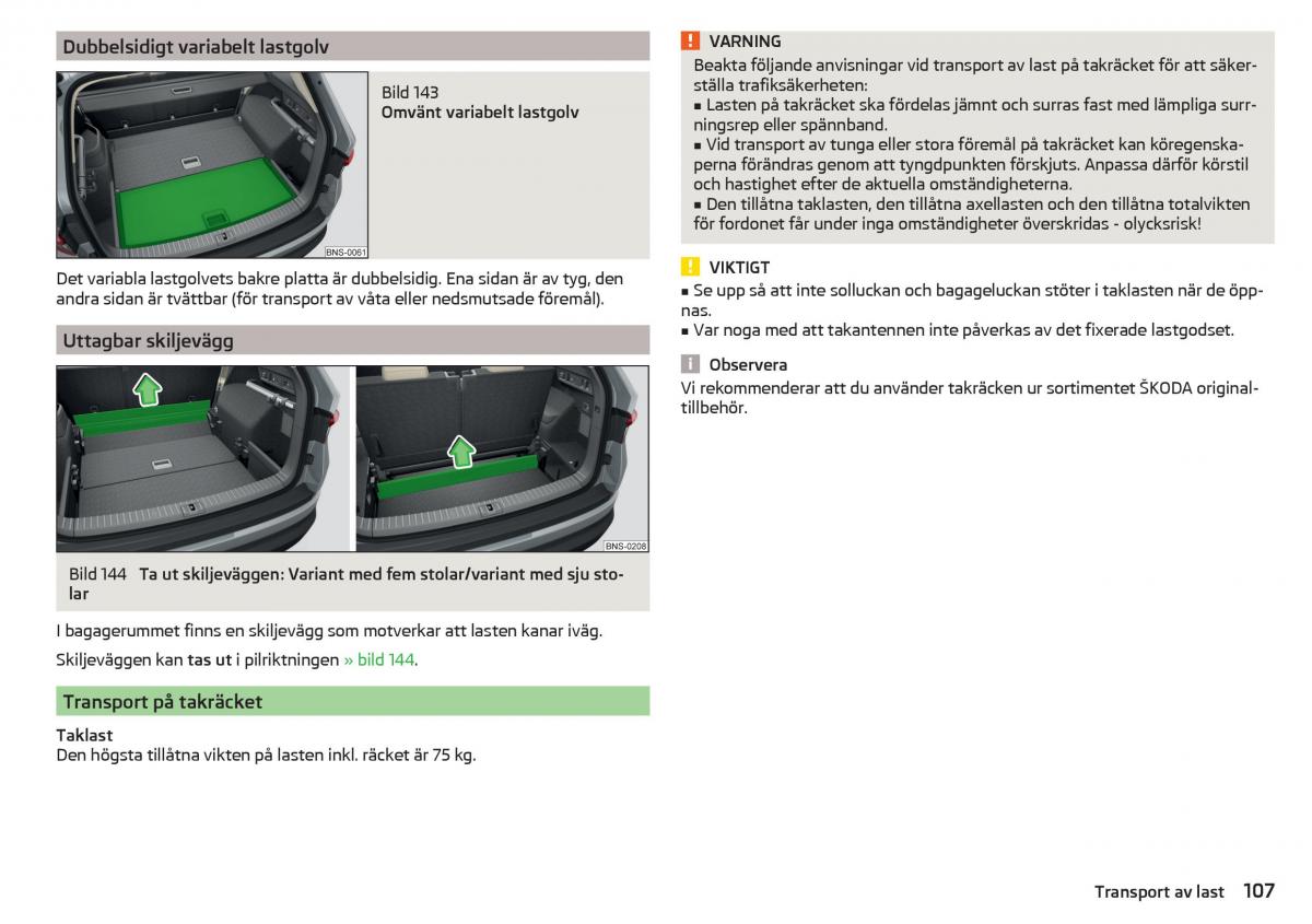 Skoda Kodiaq instruktionsbok / page 109