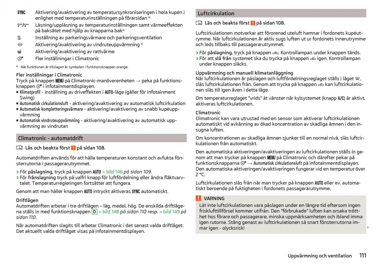 Skoda Kodiaq instruktionsbok / page 113