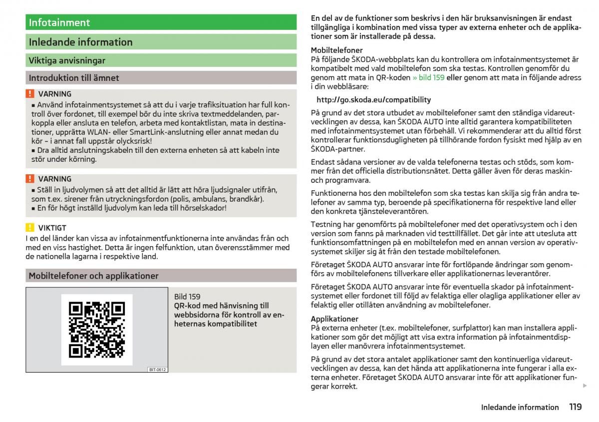 Skoda Kodiaq instruktionsbok / page 121