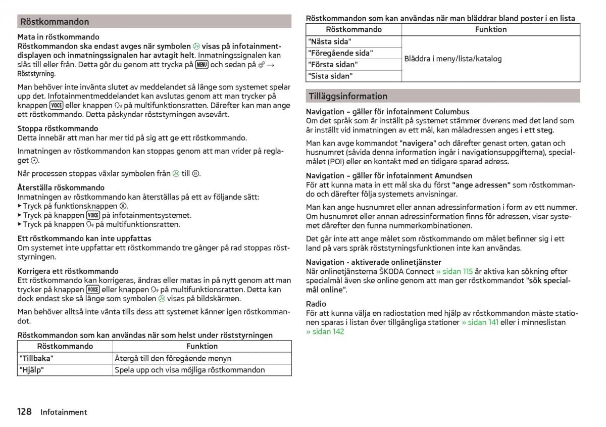 Skoda Kodiaq instruktionsbok / page 130