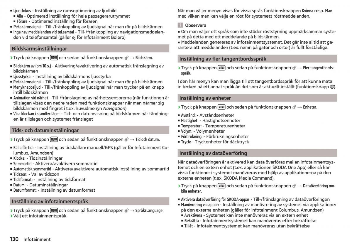 Skoda Kodiaq instruktionsbok / page 132