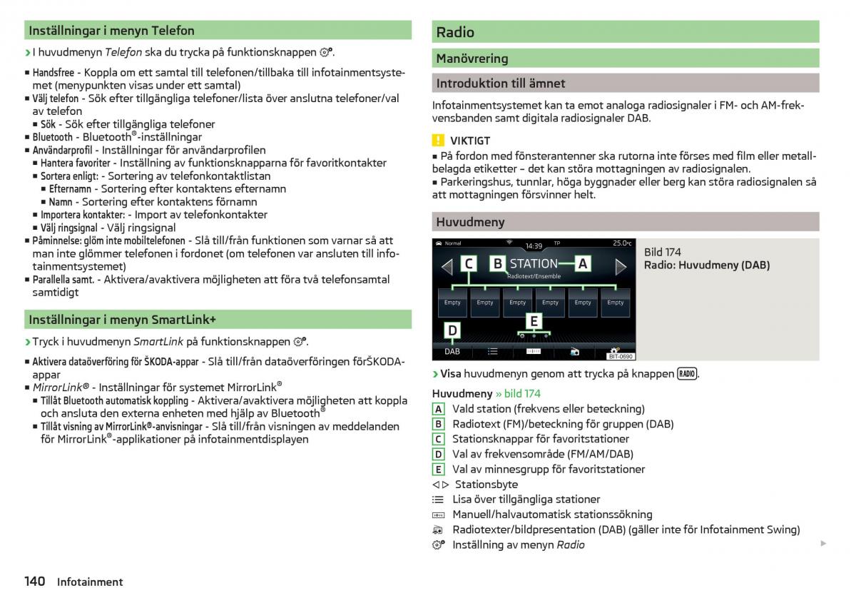 Skoda Kodiaq instruktionsbok / page 142