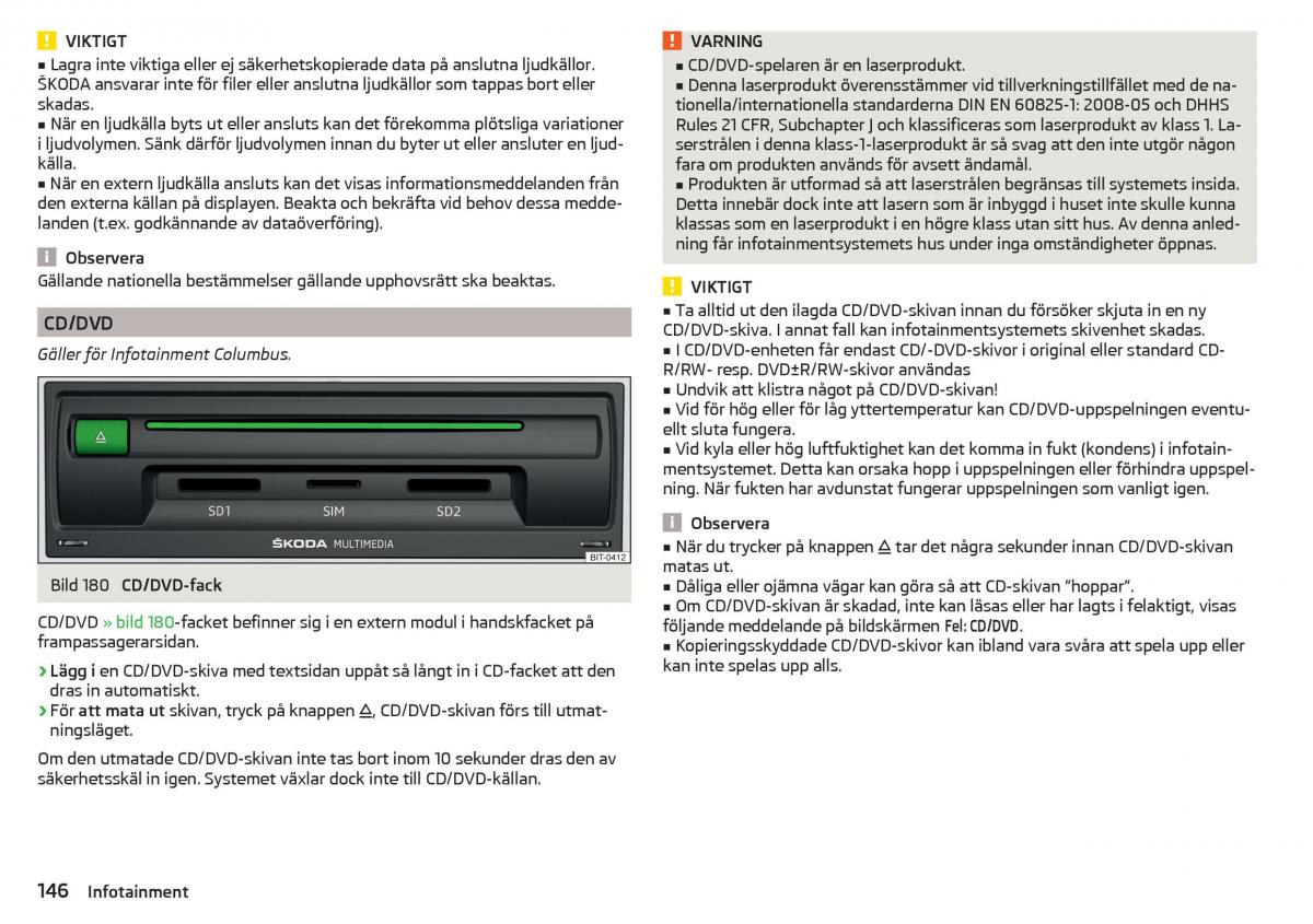 Skoda Kodiaq instruktionsbok / page 148