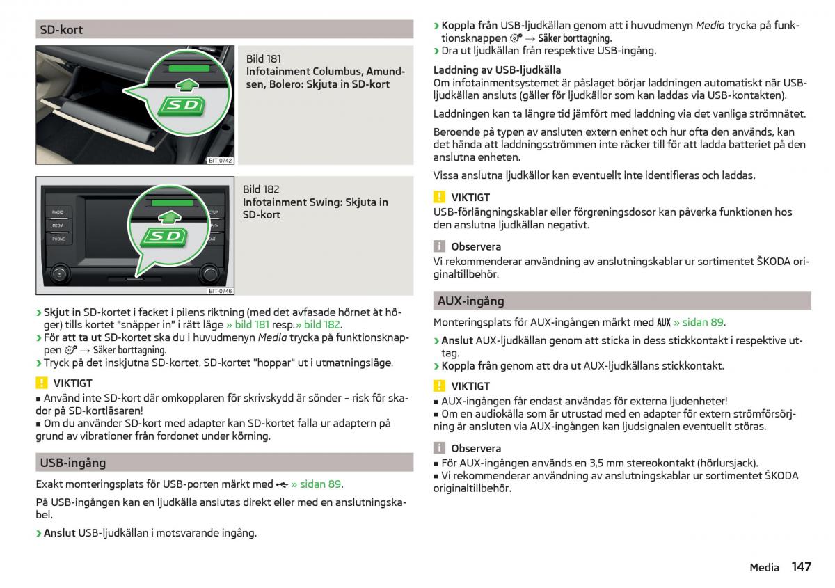 Skoda Kodiaq instruktionsbok / page 149