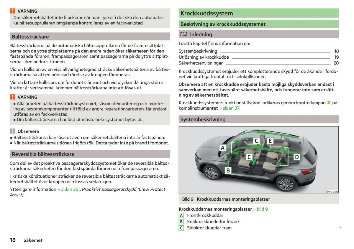 Skoda Kodiaq instruktionsbok / page 20