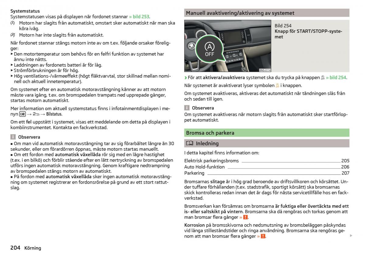 Skoda Kodiaq instruktionsbok / page 206