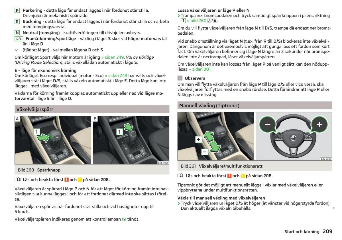 Skoda Kodiaq instruktionsbok / page 211