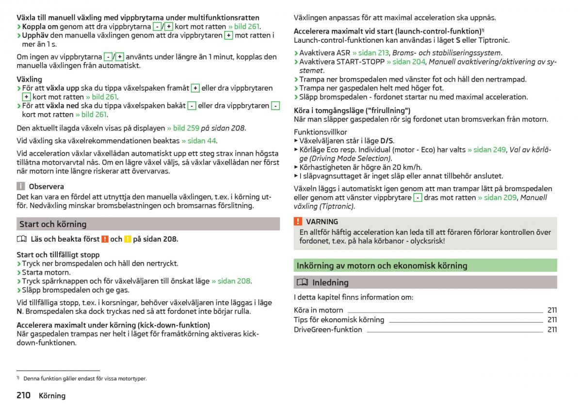 Skoda Kodiaq instruktionsbok / page 212