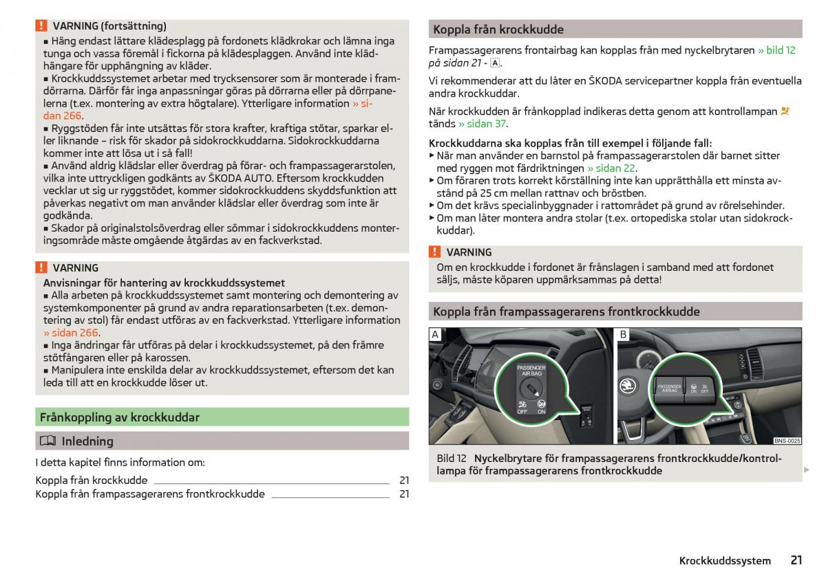 Skoda Kodiaq instruktionsbok / page 23