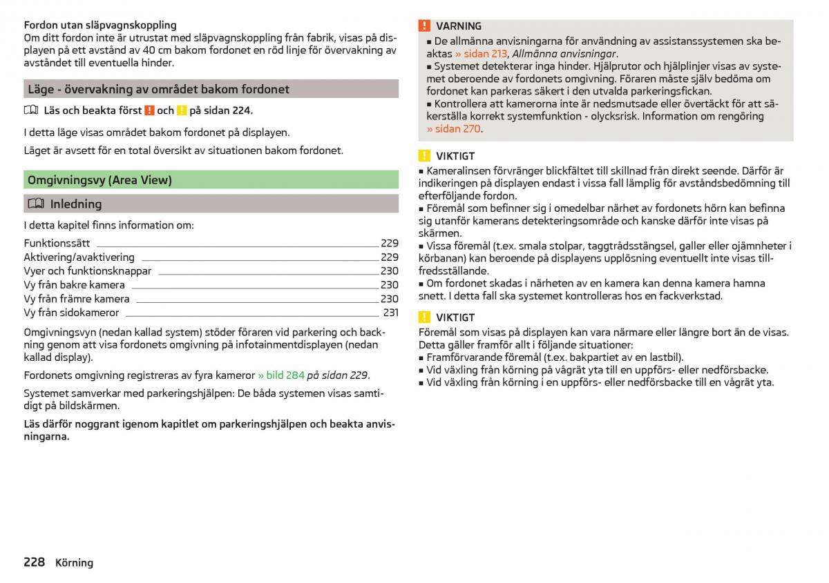 Skoda Kodiaq instruktionsbok / page 230